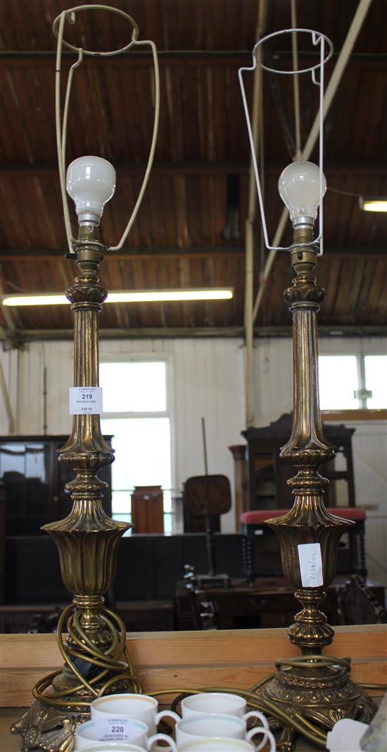 Pair brass lamps